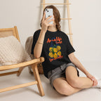 White cotton Amalfi Coast t-shirt with colorful Lemoncello illustration inspired by the Mediterranean coast of Italy