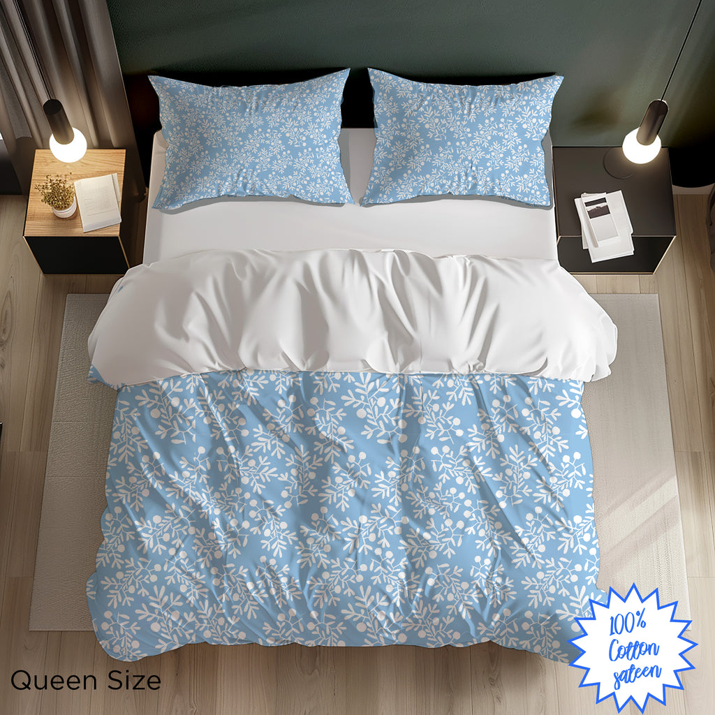 Mediterranean Olive Branch Duvet Set – King Size, 100% Cotton Sateen