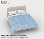 Light Blue Mediterranean Olive Branch Cotton Sateen Duvet Cover – Queen/King Size, Includes Standard Pillowcases