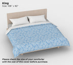Light Blue Mediterranean Olive Branch Cotton Sateen Duvet Cover – Queen/King Size, Includes Standard Pillowcases