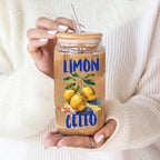 Cute lemon-themed iced coffee cup with bamboo lid and straw, perfect gift for coffee lovers and friends