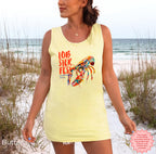 Fisherman's aesthetic tank top with colourful lobster graphic and relaxed summer styling.
