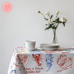 Lobster & Crab Tablecloth – Seafood Lovers’ Dining, Custom Red & Blue Print, Elegant Coastal Kitchen Decor