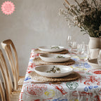 Lobster & Crab Tablecloth – Seafood Lovers’ Dining, Custom Red & Blue Print, Elegant Coastal Kitchen Decor