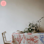 Lobster & Crab Tablecloth – Seafood Lovers’ Dining, Custom Red & Blue Print, Elegant Coastal Kitchen Decor