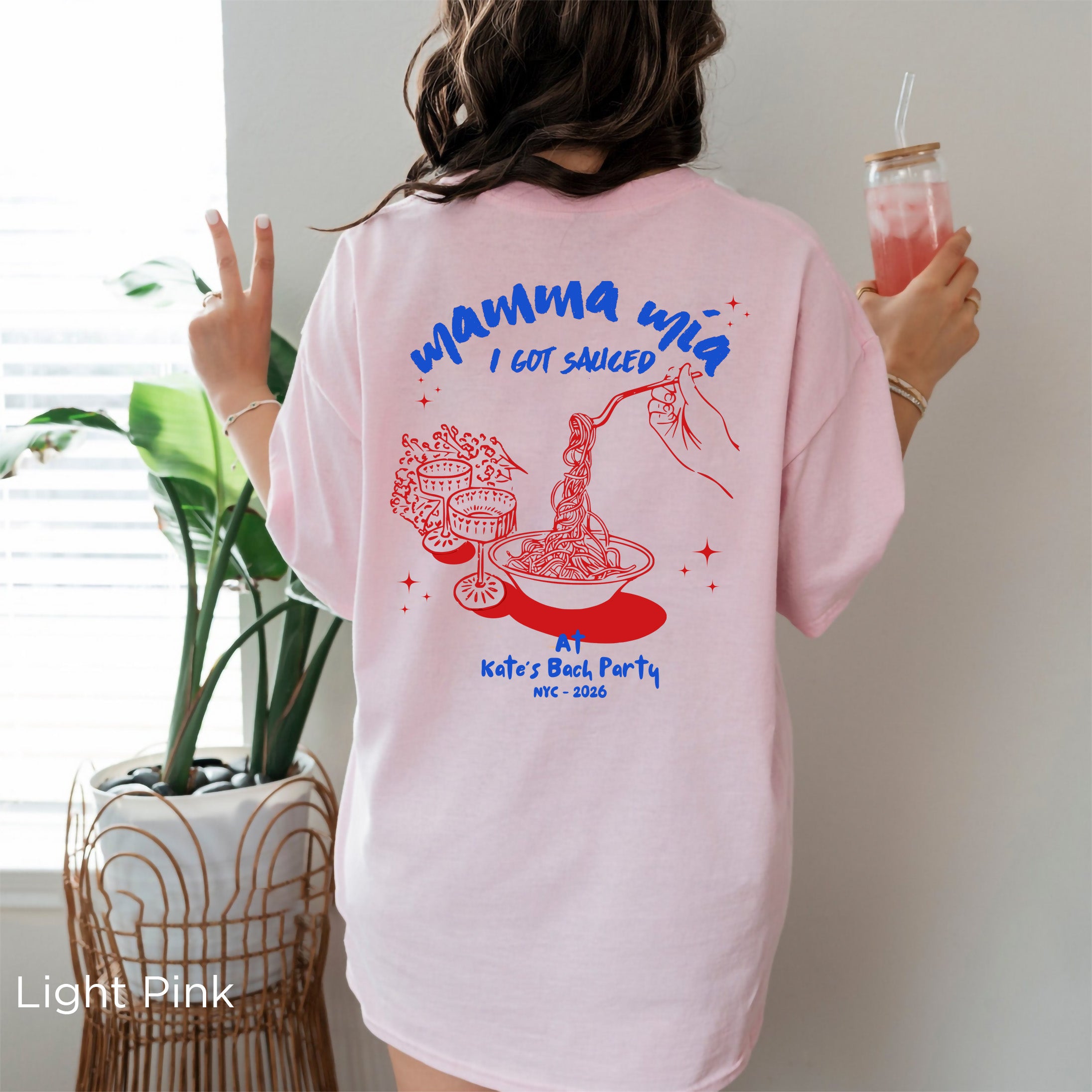 Personalised bride squad T-shirt with custom bachelorette party name, destination and celebration year