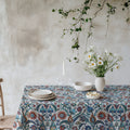 Mediterranean floral tablecloth with vintage Turkish and Ottoman inspired botanical pattern