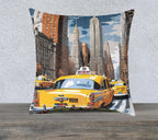 New York City Taxi Pillowcase – 18"x18" Polyester Canvas with Double-Sided Print