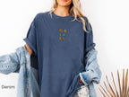 Denim blue Oh La La embroidered t-shirt, boho chic handmade tee for women, casual eco-friendly Comfort Colors 1717 cotton, Instagram-ready free-spirited everyday style