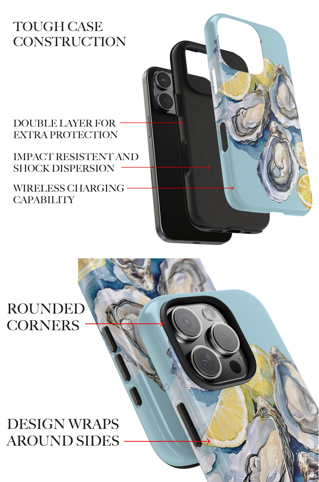 Oysters Phone Case – Nautical Ocean Cover for iPhone & Samsung | Coastal Watercolor Summer Design, Gift for Sea Lovers