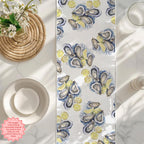 Watercolor Oysters Table Runner – Coastal Mediterranean Dining Decor