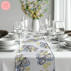 Watercolor Oysters Table Runner – Coastal Mediterranean Dining Decor