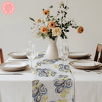 Watercolor Oysters Table Runner – Coastal Mediterranean Dining Decor