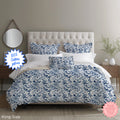 Blue Toile Floral Duvet Cover – Luxury Cotton Sateen Bedding