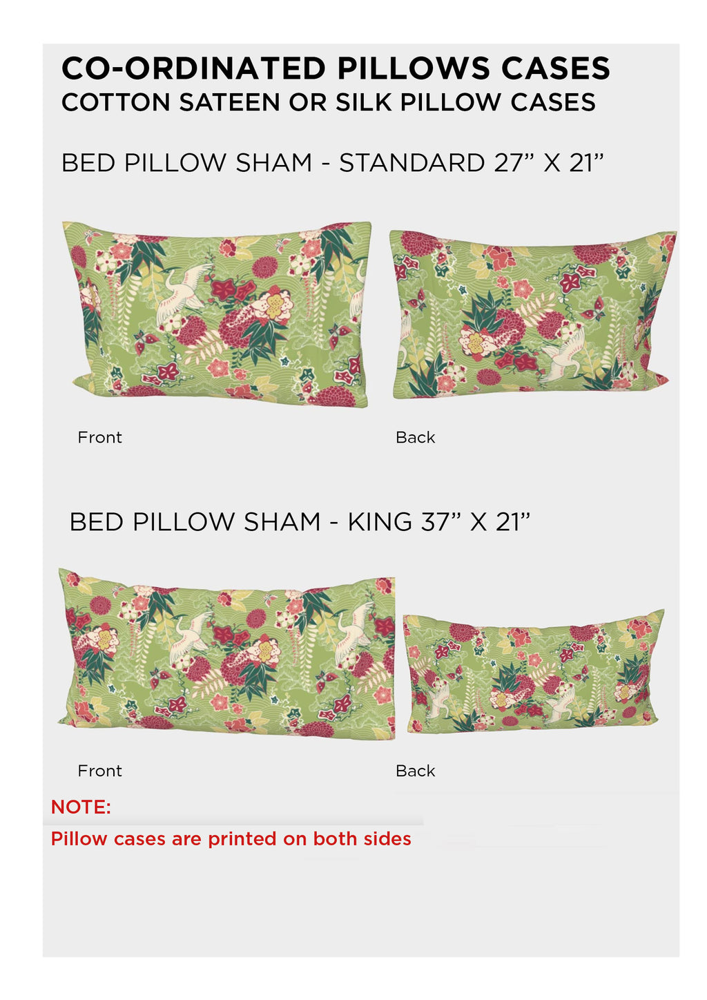 Green Oriental Floral Duvet Cover – Luxury Cotton Sateen Bedding