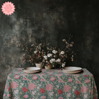 William Morris–Inspired Pink Tulip Tablecloth – Arts & Crafts Floral Dining Linen