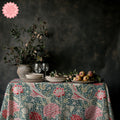William Morris–Inspired Pink Tulip Tablecloth – Arts & Crafts Floral Dining Linen