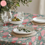 William Morris–Inspired Pink Tulip Tablecloth – Arts & Crafts Floral Dining Linen