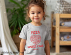 Toddler wearing Pizza Lovers Club T-shirt with fun pizza artwork, perfect for little food lovers and pizza fans