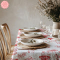 Italian Pizza & Pasta Tablecloth – Hand-Drawn Red & White Food Illustration Table Linen for Parties, Weddings & Everyday Dining