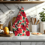 Decorative That’s Amore pomegranate tea towel with colorful fruit pattern in a rustic Italian kitchen setting