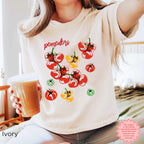 Pomodori tomato print shirt paired with coastal aesthetic outfit and effortless European summer fashion