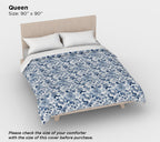 Blue Toile Floral Duvet Cover – Luxury Cotton Sateen Bedding