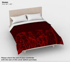 Dark Red Floral Duvet Cover – Cotton Sateen, Gothic Boho Bedding, Romantic Bedroom Decor