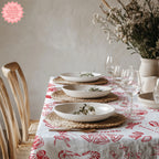 Hand-Drawn Red Italian Food Tablecloth, Summer Dining Decor, Italian Cuisine-Inspired Table Linen, Perfect for Summer Meals