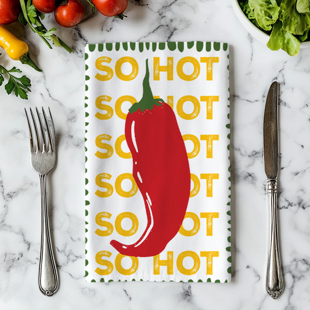 Decorative red chilli tea towel made from quick-drying microfiber, adding bold colour to any kitchen.