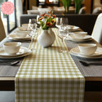 Sage Green Gingham Table Runner – Classic Checkered Farmhouse Table Linen, Cotton Twill or Polyester