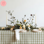 Sage Green Gingham Tablecloth – Timeless Country Check Cotton or Polyester Table Linen