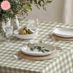 Sage Green Gingham Tablecloth – Timeless Country Check Cotton or Polyester Table Linen