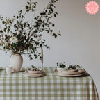 Sage Green Gingham Tablecloth – Timeless Country Check Cotton or Polyester Table Linen
