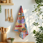Vibrant Sardine Tea Towel | Mediterranean-Inspired Cotton Linen Kitchen Decor