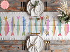 Colorful Sardine Illustration Table Runner – Bold Coastal Statement Table Linen