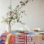 Hand-Painted Mediterranean Sardines Cotton Twill Tablecloth – Colorful Coastal Dining Decor