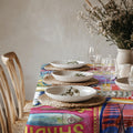 Hand-Painted Mediterranean Sardines Cotton Twill Tablecloth – Colorful Coastal Dining Decor