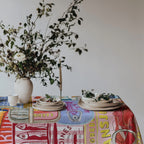 Hand-Painted Mediterranean Sardines Cotton Twill Tablecloth – Colorful Coastal Dining Decor