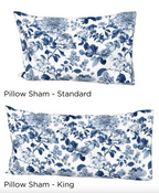 Blue Toile Floral Duvet Cover – Luxury Cotton Sateen Bedding