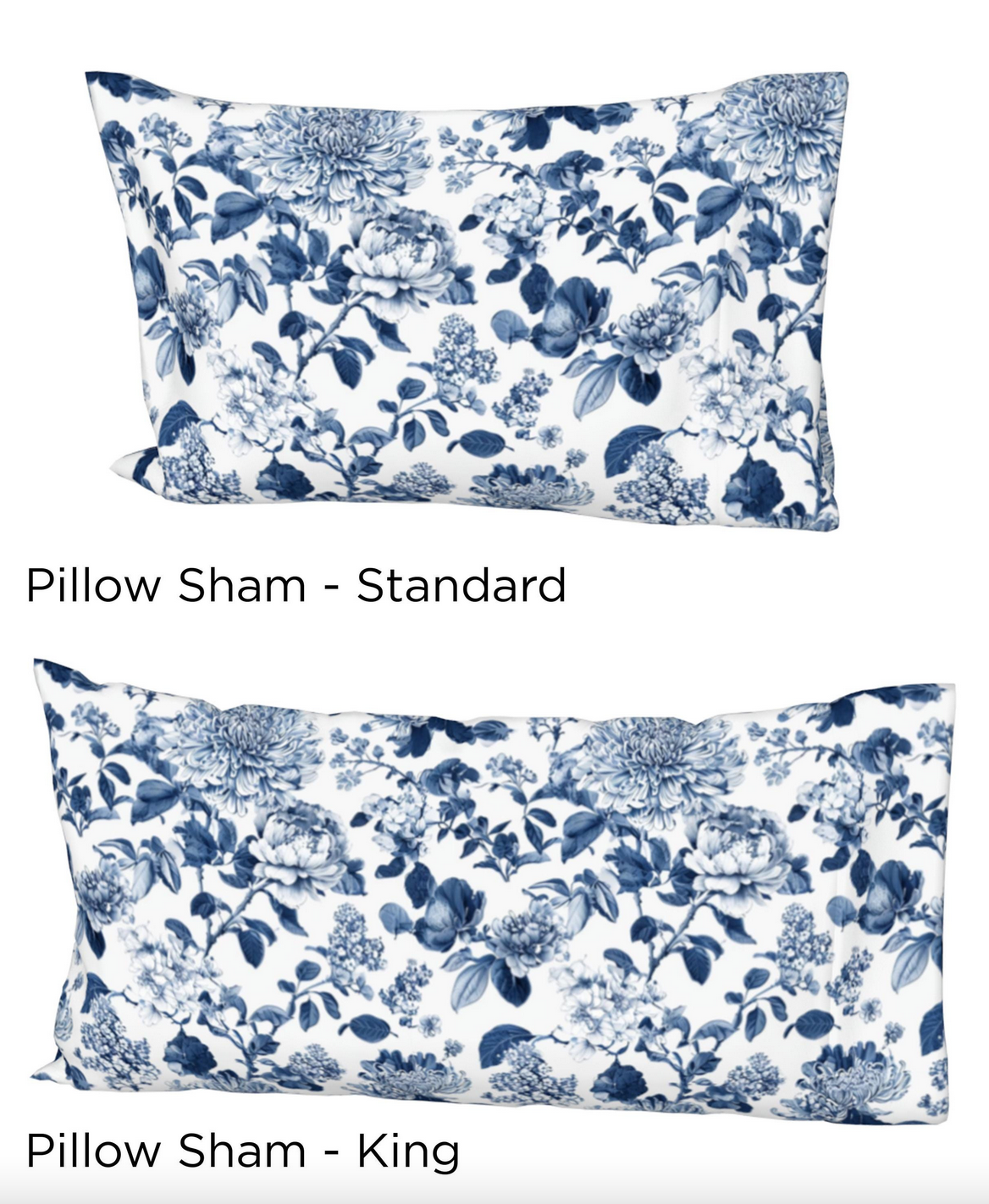 Blue Toile Floral Duvet Cover – Luxury Cotton Sateen Bedding