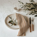 Terracotta Stripes Cotton Napkin featuring a modern luxury striped design in warm earthy tones.