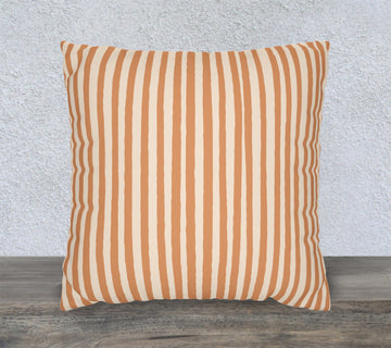 Terracotta Hand-Drawn Stripe Faux Suede Square Pillowcase