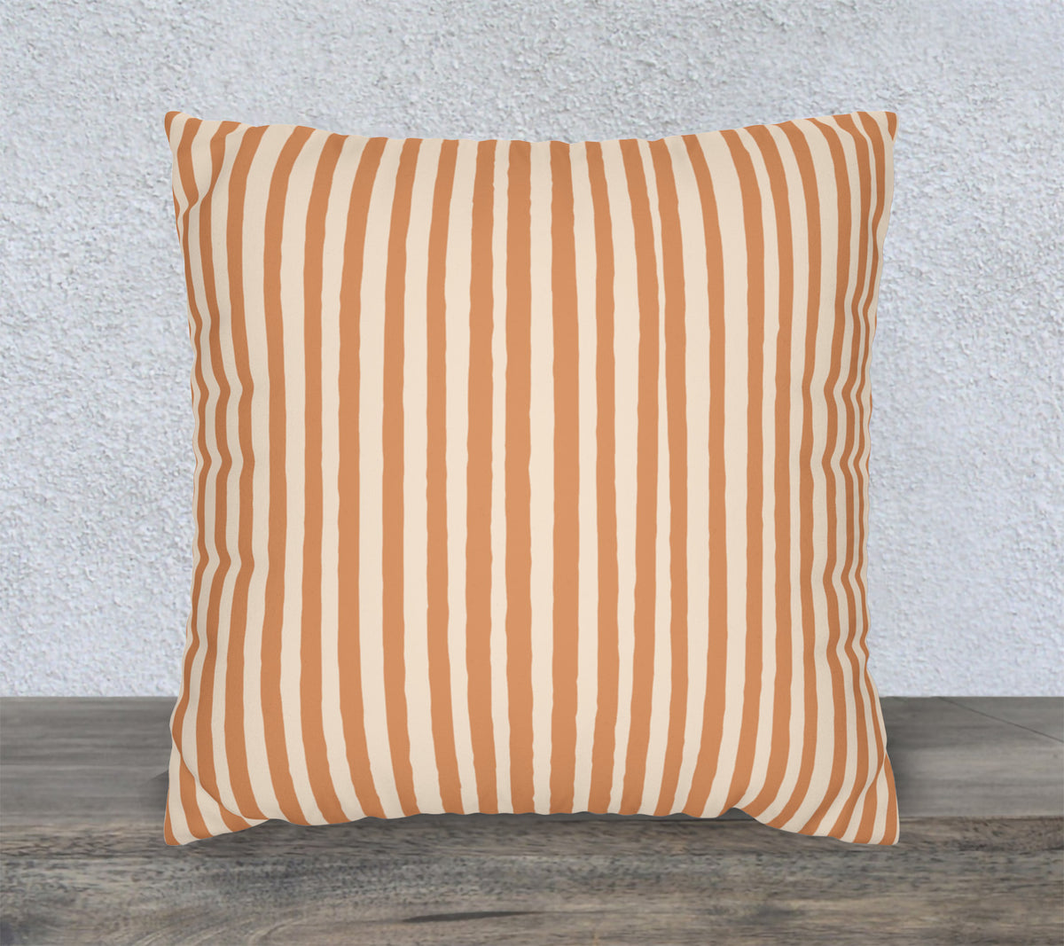 erracotta hand-drawn stripe faux suede square pillowcase with double-sided decorative print.