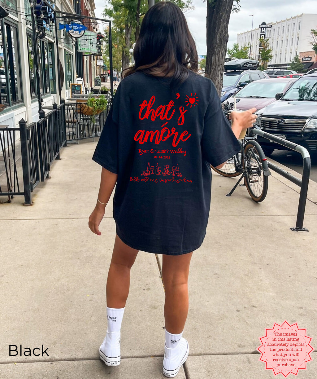Personalised Italian-inspired bachelorette party shirt on a classic unisex Gildan 5000 tee, customised with name and date for a memorable keepsake.