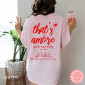 Close-up of the premium DTG print on a personalised That's Amore bridal party t-shirt showing vibrant colours and crisp detail on Gildan 5000 cotton.