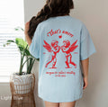 Back of a personalised That's Amore wedding T-shirt with custom name and celebration date printed using premium DTG technology.