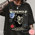 Vintage werewolf horror graphic t-shirt with retro Halloween design