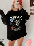 Vintage werewolf horror sweatshirt with retro Halloween monster design
