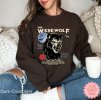 Retro werewolf sweatshirt featuring spooky season monster-inspired graphic